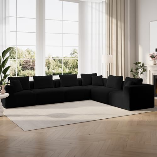 141" Modular Sectional Sofa, Modern Cloud Sectional Couch with Smarts Coil® Support, L-Shape Boneless Couch for Living Room Apartments Bedroom, No Assembly Required (6 Seat)