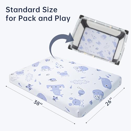 Pack and Play Mattress,38"x26" Dual Sided Premium Memory Foam Pack N Play Mattress with Breathable Removable Washable Cover