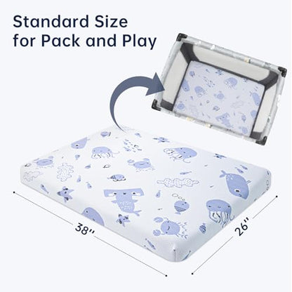 Pack and Play Mattress,38"x26" Dual Sided Premium Memory Foam Pack N Play Mattress with Breathable Removable Washable Cover