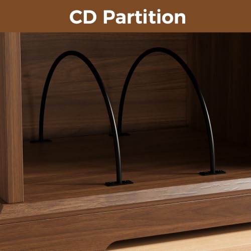 55" Mid-Century Modern Record Player Stand with Charging Station, view 6