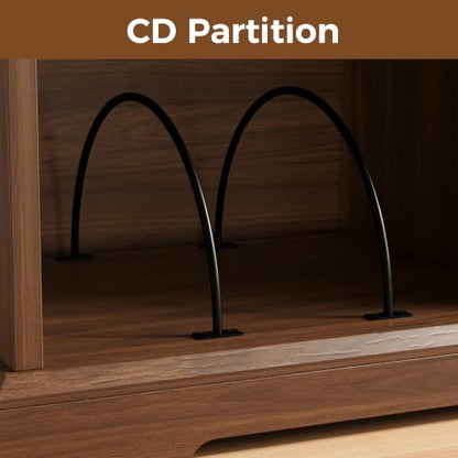 55" Mid-Century Modern Record Player Stand with Charging Station, view 6