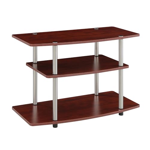 Designs2Go No Tools 3-Tier TV Stand 31.5" - Entertainment Center for TVs up to 37 Inches, Modern TV Console with Shelves for Living Room, Family Room, Cherry