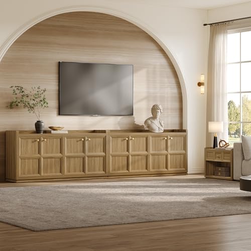 61.7" Buffet Cabinet 4-Door Sideboard Kitchen Living Room Brown Oak, view 5