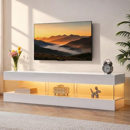 67" LED TV Stand for 75 Inch TV, Entertainment Center, White, view 5