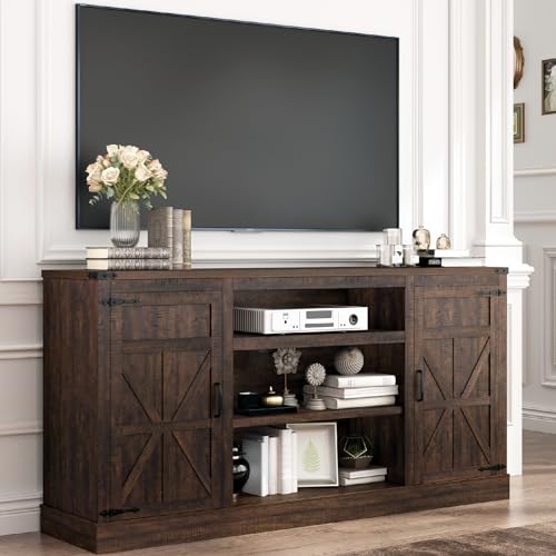 66" Farmhouse TV Stand with Power Outlets for 75 Inch TVs, view 2