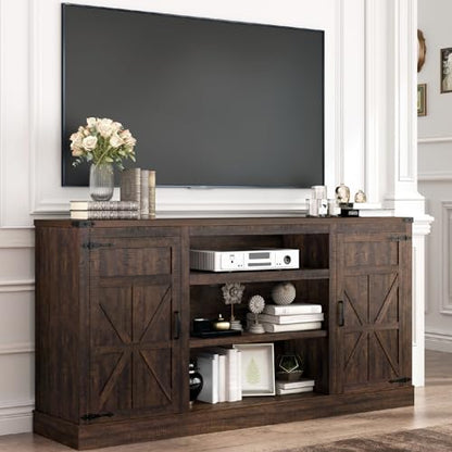 66" Farmhouse TV Stand with Power Outlets for 75 Inch TVs, view 2