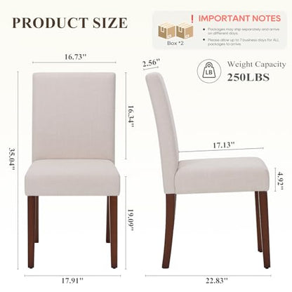 Upholstered Dining Chairs Set of 4, Modern Fabric Dining Room Chair, Wooden Dining Chair, Kitchen Side Chairs, Farmhouse Dinner Chair with High Back for Kitchen, Beige