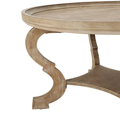 Althea Faux Wood Circular Coffee Table, Nature