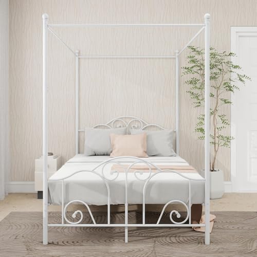 Metal Canopy Bed Frame Full Size with Headboard & Footboard, view 6