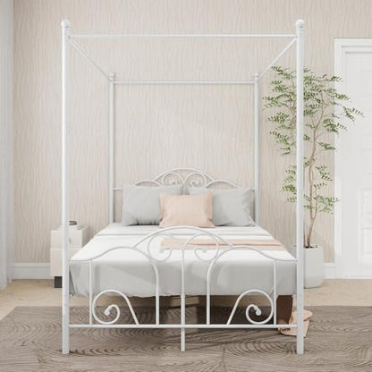 Metal Canopy Bed Frame Full Size with Headboard & Footboard, view 6