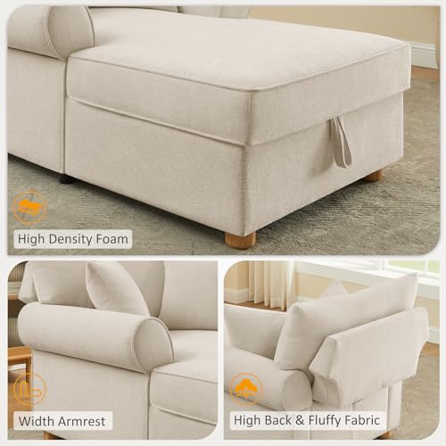 63.78" Oversized Chaise Lounge Chair with Storage, Chenille Beige, view 7