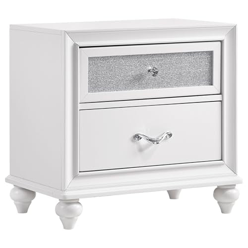Coaster Home Furnishings Barzini Modern Classic 4-Piece Bedroom Set Leatherette Upholstered Queen Size Panel Bed Frame 56-inch Headboard White 205891Q-S4