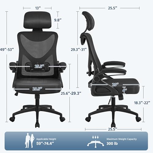 Ergonomic Office Chair with Headrest, Lumbar Support, Black, view 4