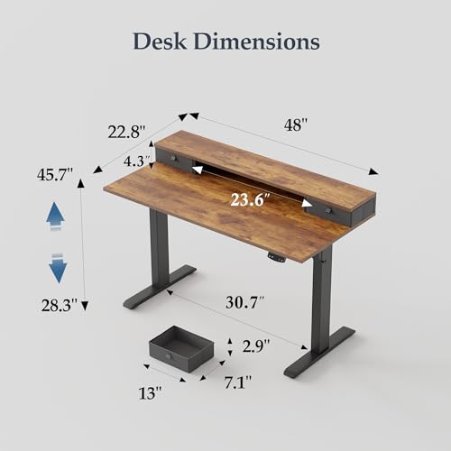 Klicelor 48 x23 Inch Electric Standing Desk with Drawers, view 4