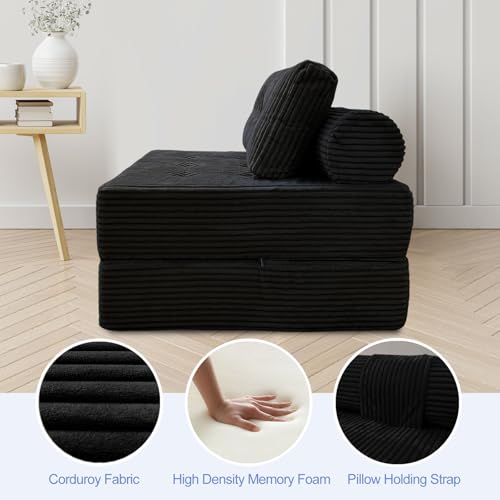 Sectional Cloud Couch, Folding Sofa Bed with Pillow, Fold Out Sleeper Chair