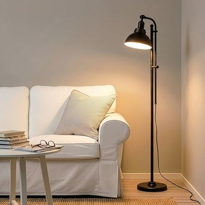 Dylan Industrial Floor Lamp for Living Rooms & Offices, Bright LED Light – Charming Farmhouse Standing Lamp, Adjustable Head Reading for Bedroom, Stunning Living Room Decor
