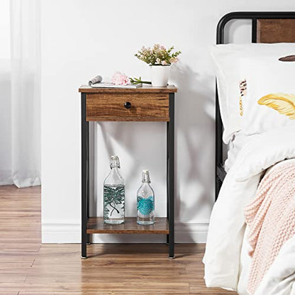 Modern Versatile Nightstands X-Design Side End Table with Storage Basket Night Stand Storage Shelf for Living Room Bedroom