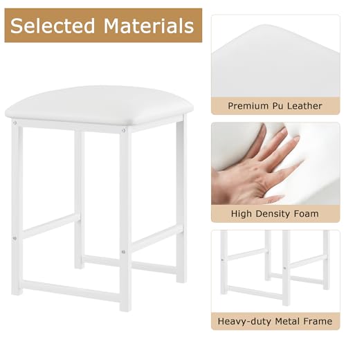 Kitchen Table and Chairs for 4, Dining Room Set with PU Chairs/Stools, Heavy-Duty Metal Frame, Wooden Tabletop, Space-Saving Design for Small Spaces, Easy Assembly, Oak