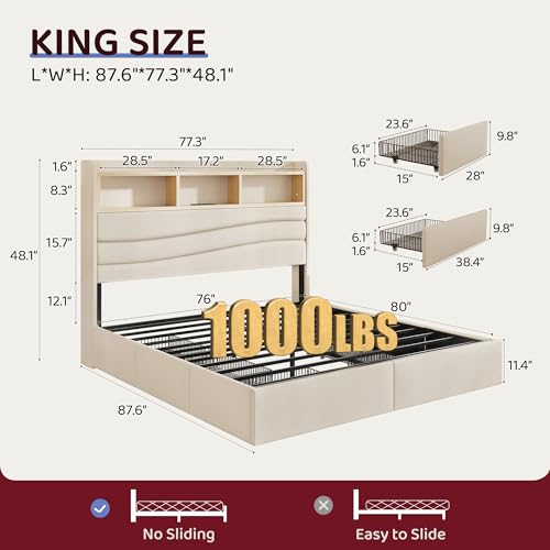 King Size Bed Frame with 6 Storage Drawers, view 3