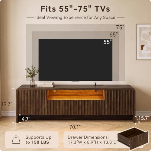 70” Fluted TV Stand for 75 Inch TV, Modern Media Console, view 3