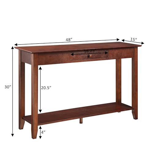 American Heritage 1 Drawer Console Table with Shelf, Espresso
