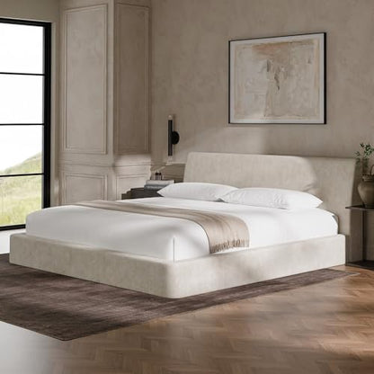 Upholstered Bed Frame with Ergonomic Headboard, view 6