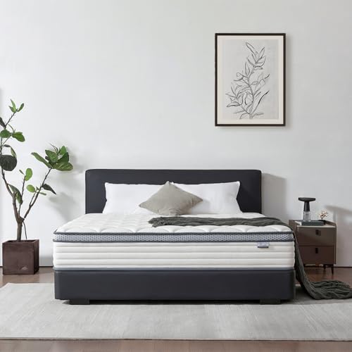 12 Inch Queen Mattress in a Box, Medium Firm Hybrid Mattress with Pocket Springs and Comfort Foam- Edge Support, Motion Isolation & Pressure Relief