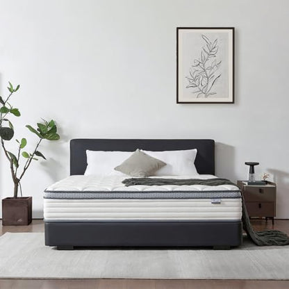12 Inch Queen Mattress in a Box, Medium Firm Hybrid Mattress with Pocket Springs and Comfort Foam- Edge Support, Motion Isolation & Pressure Relief
