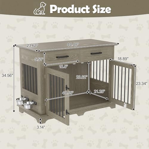 44.48" Large Dog Crate Furniture with Storage, End Table & Kennel, view 8