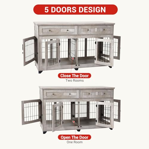 Dog Crate Furniture with 5 Doors, view 6