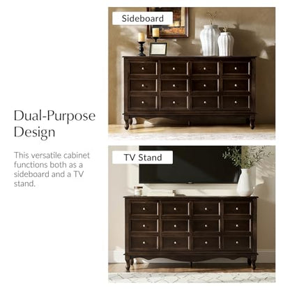 Transitional Solid Wood Sideboard with Adjustable Shelves, view 5