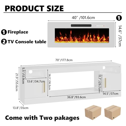 Fireplace TV Stand with 40’’ Electric Fireplace, view 3