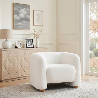 40" Barrel Chairs Oversized Modern Accent Chair Crate and Barrel Furniture for Living Room Bedroom Apartment .(Cream)