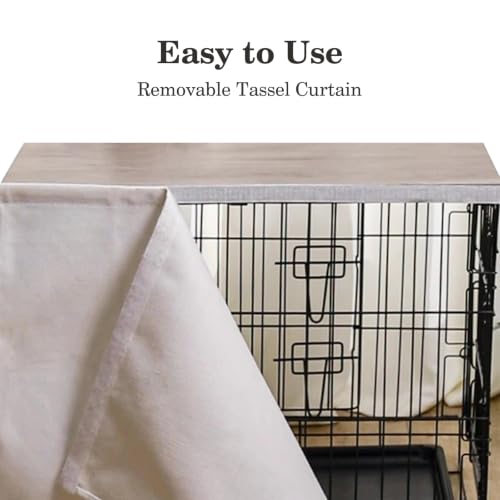 Dog Crate Topper Wood with Tassel Curtain for 36 inch Crate, view 7
