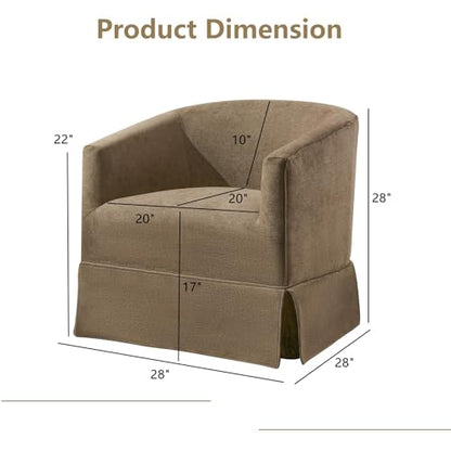 Swivel Accent Chairs Set of 2 for Living Room, 360° Upholstered Barrel Swivel Chairs with Skirted Base, Modern Linen Armchairs for Bedroom, Reading Nook, Small Space, Brown