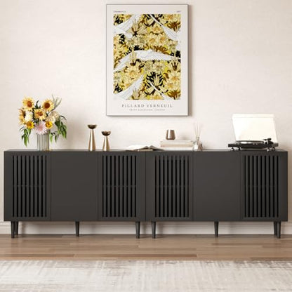 94in Black Buffet Cabinet Set of 2, Modern Wood Sideboard TV Stand, view 8