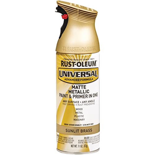 Universal All Surface Metallic Spray Paint, Matte Sunlit Brass | Interior/Exterior, Fast Dry, Rust Preventive, Strong Adhesion, Patented Comfort Trigger Sprays from Any Angle, 11 oz
