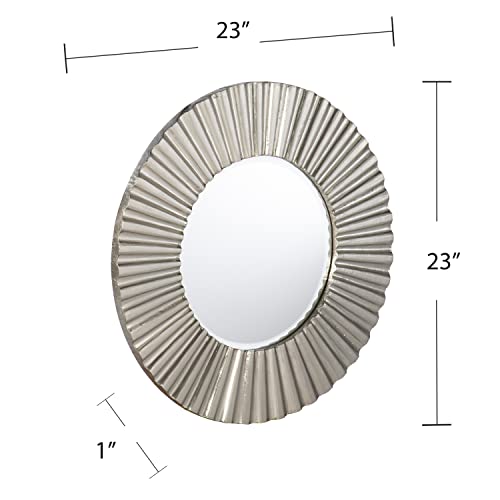 Hessmer Round Decorative Mirror - Transitional Design, Silver Finish - Fully Assembled - Ideal for Bathroom, Entryway (WS1121417)