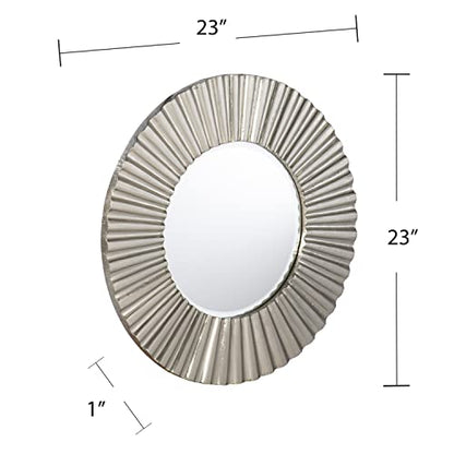 Hessmer Round Decorative Mirror - Transitional Design, Silver Finish - Fully Assembled - Ideal for Bathroom, Entryway (WS1121417)