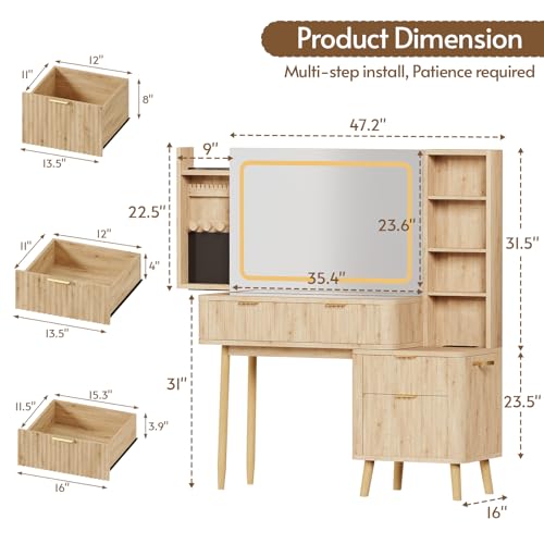 48" Wood Vanity with Glass Top, view 3