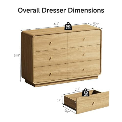 6 Drawer Dresser for Bedroom, view 3