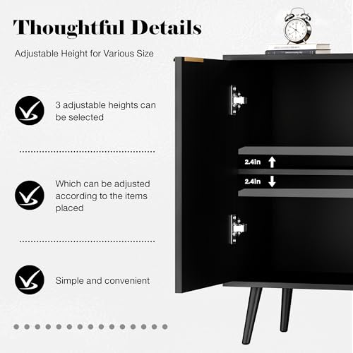 Fluted Storage Cabinet, Buffet Cabinet with Storage, view 6