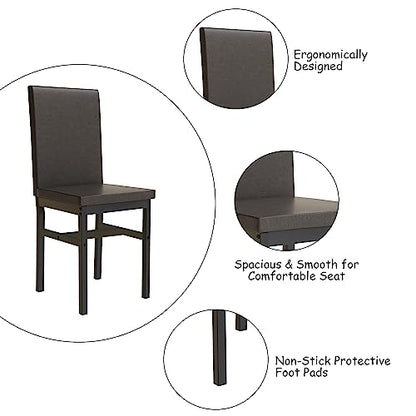 Dining Table Set for 4, Modern Kitchen & Dining Room Sets Faux Marble Table with 4 Leather Chairs for Small Space, Home Kitchen, Apartment, Brown