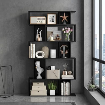 5-Tier Geometric Bookshelf w/Anti-tip Kit & 5 Closed-Back Cubbies, view 2