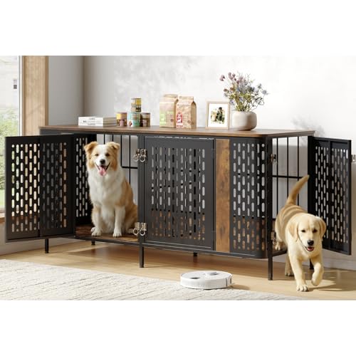 71” Double Dog Crate Furniture, Large Dog Kennel Furniture, view 2
