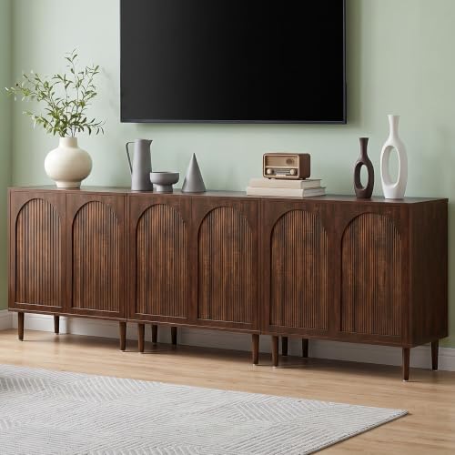 31.5” Dark Walnut Sideboard Buffet Cabinet with Storage Set of 3, view 2