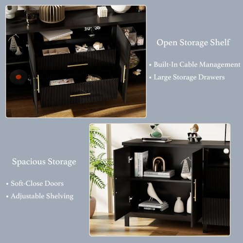 Black TV Stands for Living Room: 95" Entertainment Center for 100" TVs, view 5