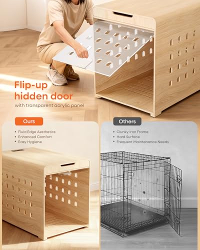 Modern Dog Crate Furniture with Charging Station Large Kennel Indoor, view 7