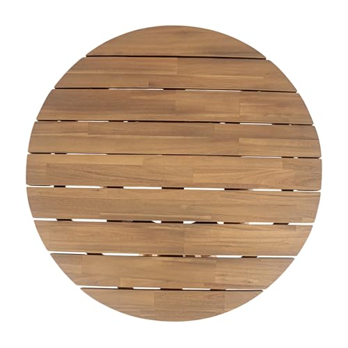 Hakee Acacia Wood Patio Coffee Table, Round Coffee Table with Unique Wooden Base, Stylish Indoor/Outdoor Table, Easy Assembly, 31.5" x 31.5" x 16", Light Teak