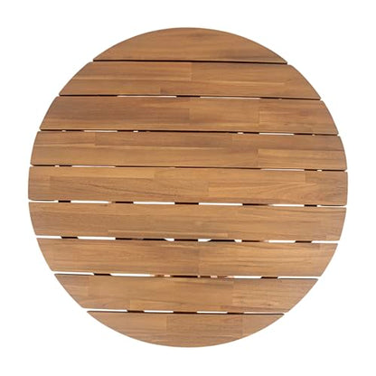 Hakee Acacia Wood Patio Coffee Table, Round Coffee Table with Unique Wooden Base, Stylish Indoor/Outdoor Table, Easy Assembly, 31.5" x 31.5" x 16", Light Teak